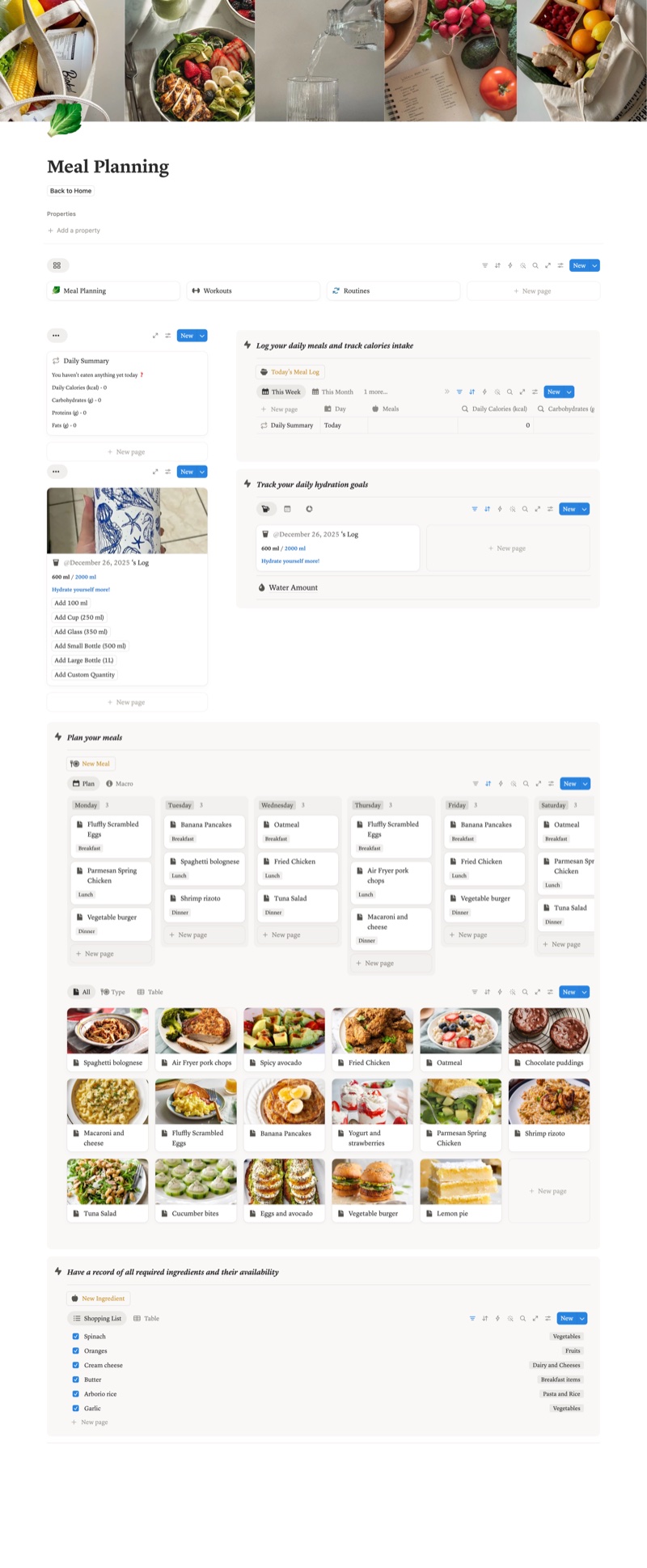 Meal Planning template